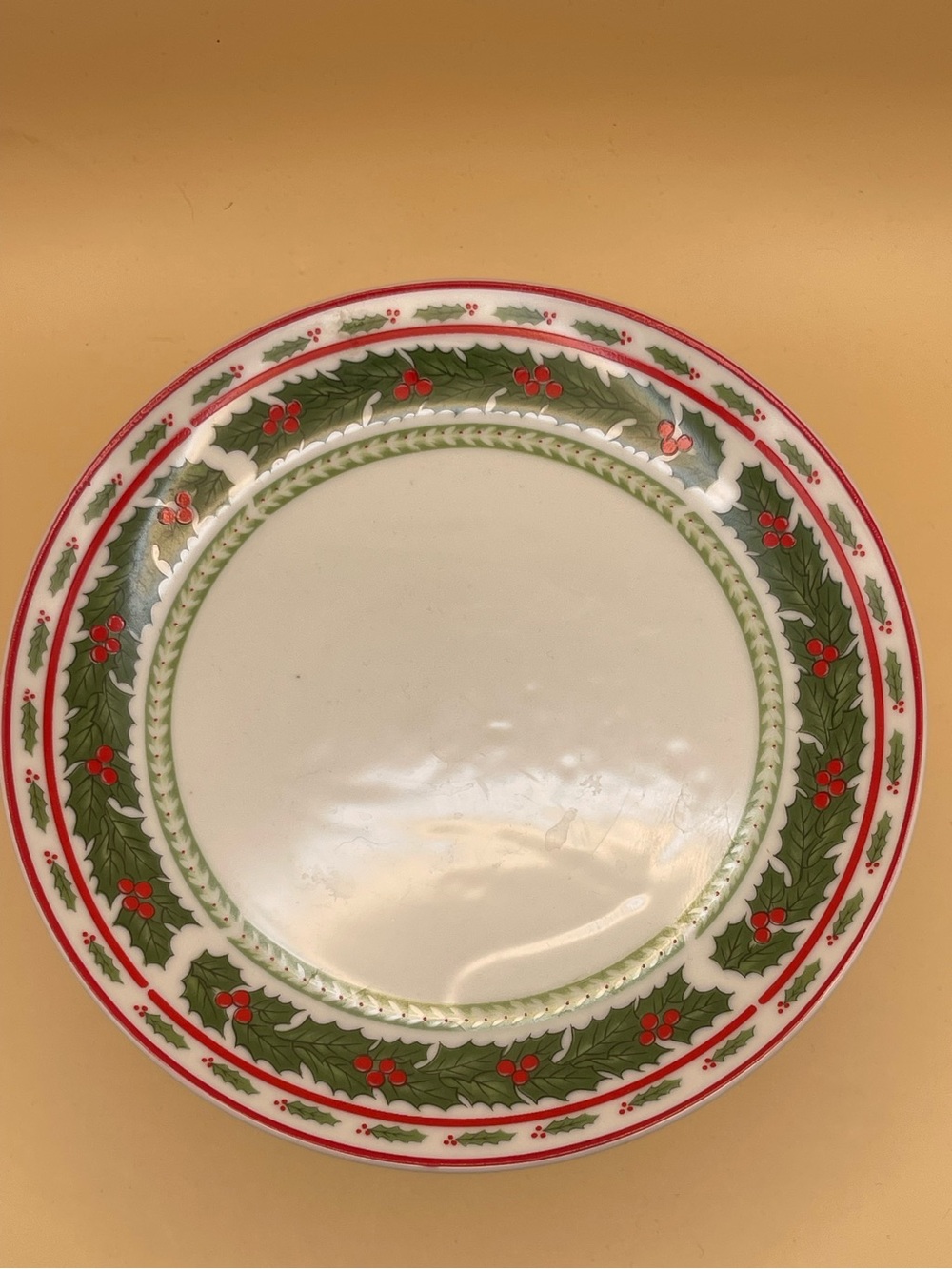 Vintage Lefton Classic Christmas Holly Porcelain Pedestal Server 🎄